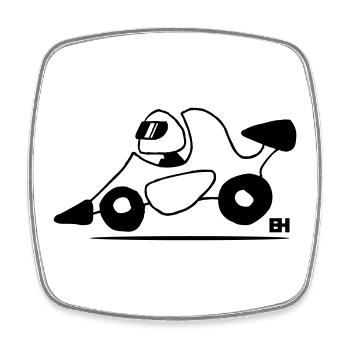 Race car - Square fridge magnet - white - Front