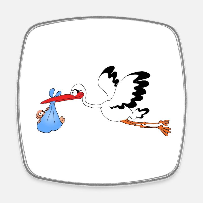 Storch - Viereckiger Kühlschrankmagnet - Weiß