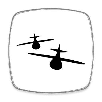 Deux avions - Magnet carré - blanc - Devant