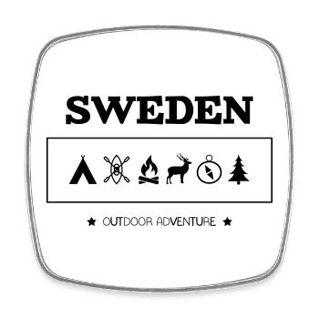 Schweden Outdoor Adventure Symbole - Viereckiger Kühlschrankmagnet - Weiß - Vorne