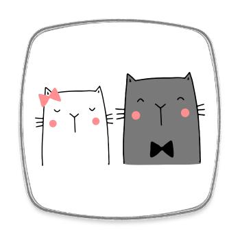 Cats Couple Couple Couple Wedding Couple Wedding - Square fridge magnet - white - Front