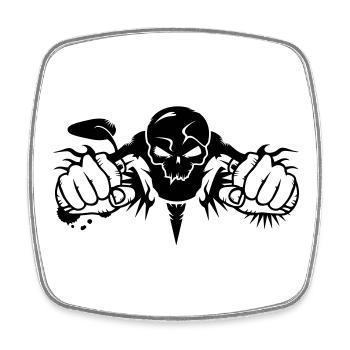 Skull Motorcycle - Square fridge magnet - white - Front