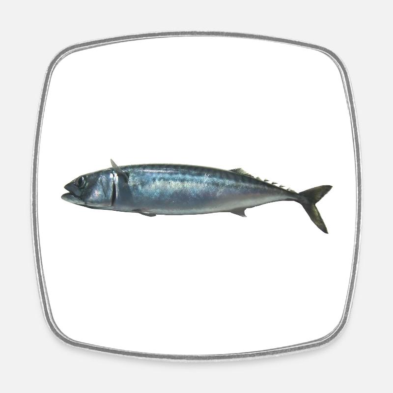 fish mackerel - Square fridge magnet - white