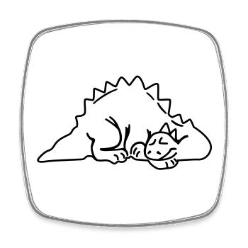 Schlafender Dinosaurier – Niedliches Cartoon - Viereckiger Kühlschrankmagnet - Weiß - Vorne