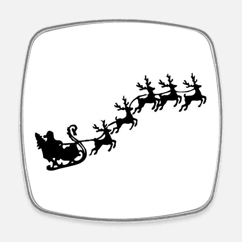 Weihnachtsmann mit Rentierschlitten - Viereckiger Kühlschrankmagnet - Weiß