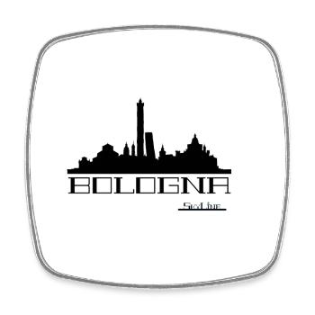 Bologna Skyline Neon Outline - Square fridge magnet - white - Front