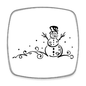 Schneemann Winter Schneeflocken Schnee - Viereckiger Kühlschrankmagnet - Weiß - Vorne