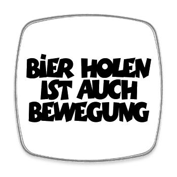 Bier holen ist auch Bewegung - Viereckiger Kühlschrankmagnet - Weiß - Vorne