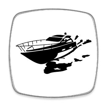 Motorboot - Viereckiger Kühlschrankmagnet - Weiß - Vorne