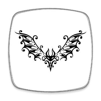 Gothic Tribal Bat Tattoo – Ornamental Wings - Square fridge magnet - white - Front