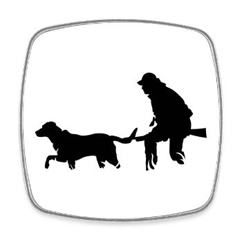 Hunters with dog - Square fridge magnet - white - Front