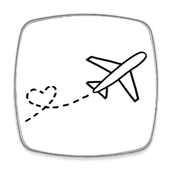 Coeur et avion - Magnet carré - blanc - Devant