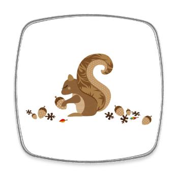 A squirrel with an acorn - Square fridge magnet - white - Front