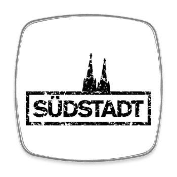Südstadt mit Dom (Vintage Schwarz) - Viereckiger Kühlschrankmagnet - Weiß - Vorne