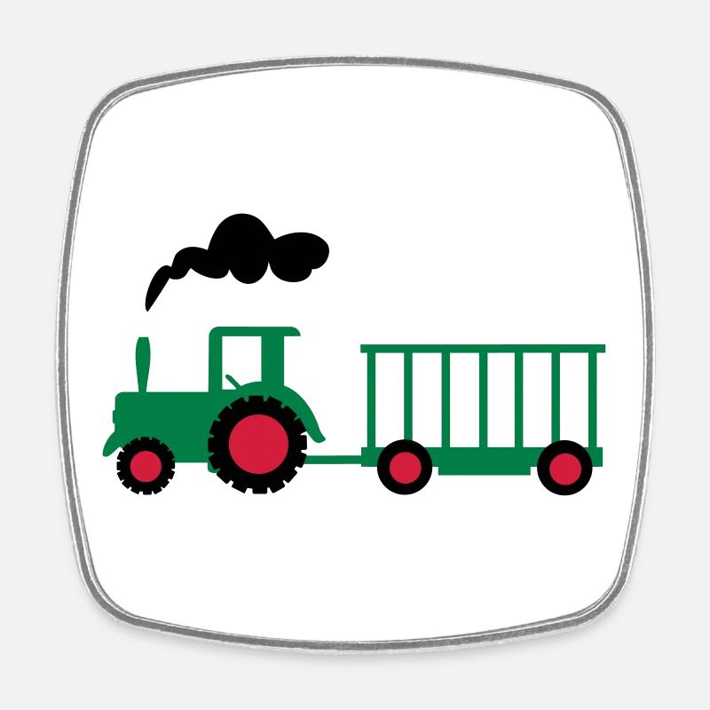 tracteur - Magnet carré - blanc