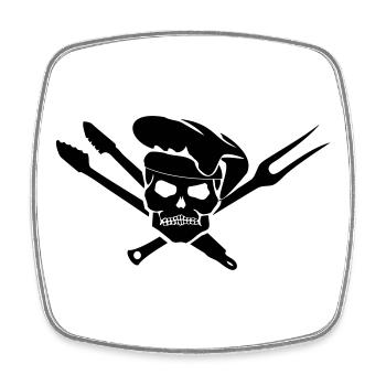 BBQ - Grill Totenkopf - Viereckiger Kühlschrankmagnet - Weiß - Vorne