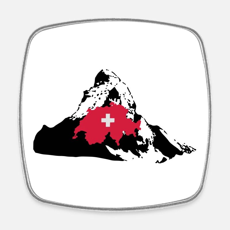 Schweiz / Matterhorn - Viereckiger Kühlschrankmagnet - Weiß