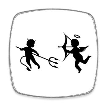 Un petit diable et un petit ange - Magnet carré - blanc - Devant