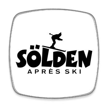 Sölden Après-Ski Skifahrer - Viereckiger Kühlschrankmagnet - Weiß - Vorne