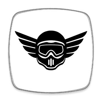 Casque de moto de motocross avec des ailes - Magnet carré - blanc - Devant