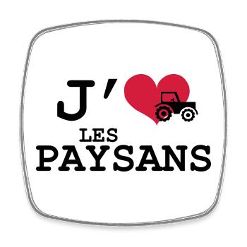 J'aime les Paysans - Magnet carré - blanc - Devant