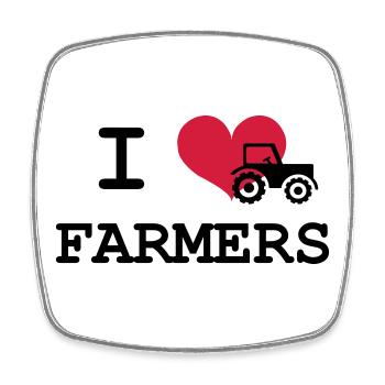 I Love Farmers - Viereckiger Kühlschrankmagnet - Weiß - Vorne