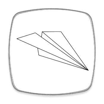 avion en papier - Magnet carré - blanc - Devant