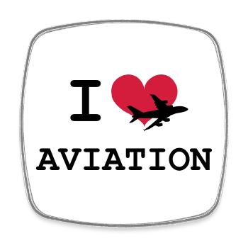 I Love Aviation [Pilot] - Viereckiger Kühlschrankmagnet - Weiß - Vorne