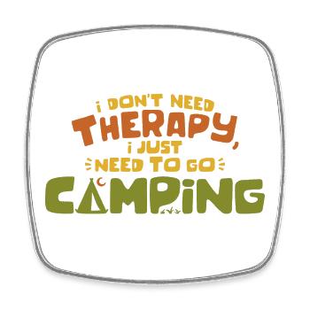 Citation humoristique sur le camping & la thérapie - Magnet carré - blanc - Devant