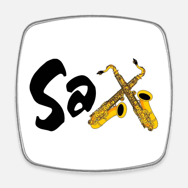 Saxophone Sax - Magnet carré - blanc