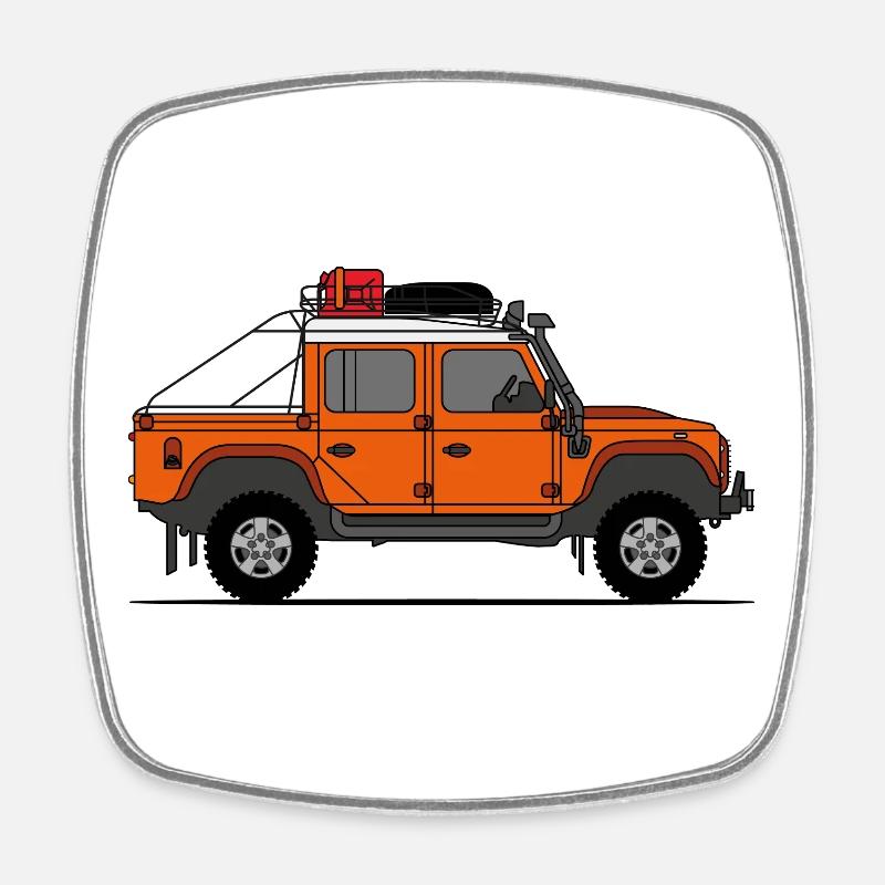 Defender Double Cab Offroad Orange - Square fridge magnet - white