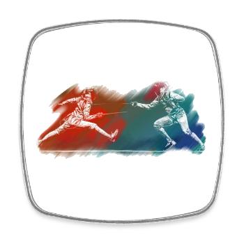 Fencing - Square fridge magnet - white - Front