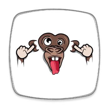 Funny Monkey Ears Listening Symbol Illustration - Square fridge magnet - white - Front
