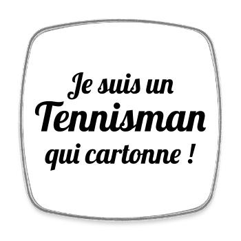 Tennis - Sport - Ball - Player - Game - Sportsman - Magnet carré - blanc - Devant