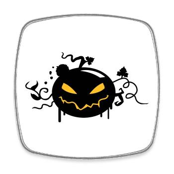 black halloween pumpkin with glowing eyes - Square fridge magnet - white - Front