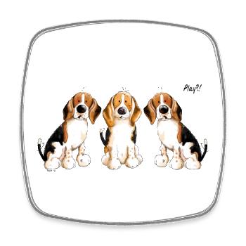 Drei Beagle Hundetiere - Hund - Dog - Comic - Viereckiger Kühlschrankmagnet - Weiß - Vorne