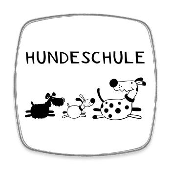 Lustige Hundeschule - Hund - Hunde - Comic - Viereckiger Kühlschrankmagnet - Weiß - Vorne