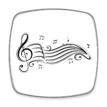 Clef avec partitions et notes de musique. - Magnet carré - blanc - Devant