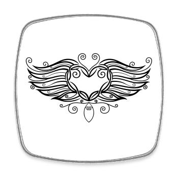 Filigree Tattoo Heart with wings. - Square fridge magnet - white - Front