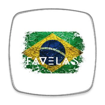 Drapeau des favelas : Des brises en vert et jaune - Magnet carré - blanc - Devant