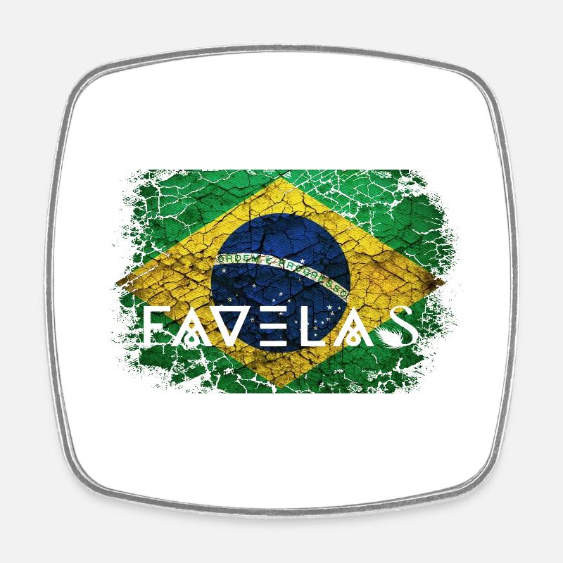 Drapeau des favelas : Des brises en vert et jaune - Magnet carré - blanc