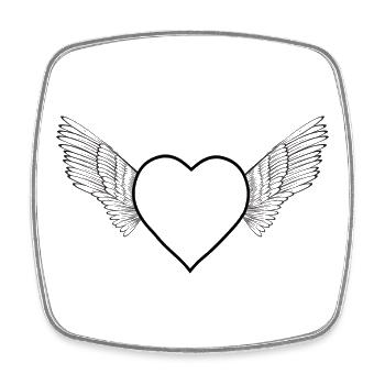 Heart with wings -black- - Square fridge magnet - white - Front