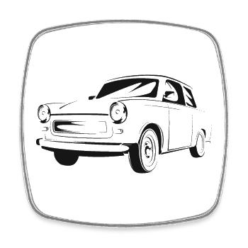  601 GDR Symbole d’histoire Trabi Oldtimer - Magnet carré - blanc - Devant