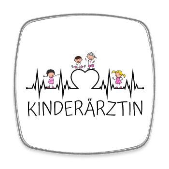 Kinderärztin Kinder Ärztin Herzschlag Herz EKG - Viereckiger Kühlschrankmagnet - Weiß - Vorne