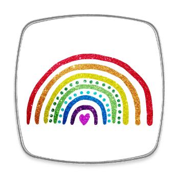 Arc en ciel paillettes - Magnet carré - blanc - Devant