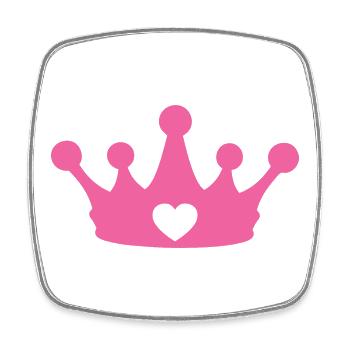 Couronne de cœur de princesse rose - Magnet carré - blanc - Devant
