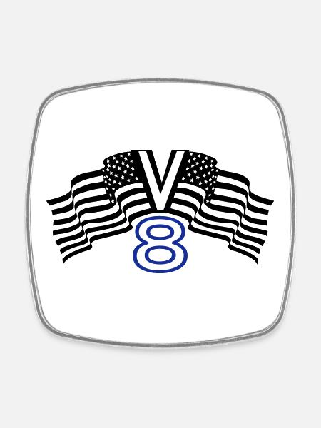 V8, muscle car, garage, voiture, tuning, États-Unis(25) - Magnet carré - blanc