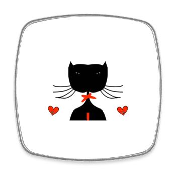 black cat - Square fridge magnet - white - Front