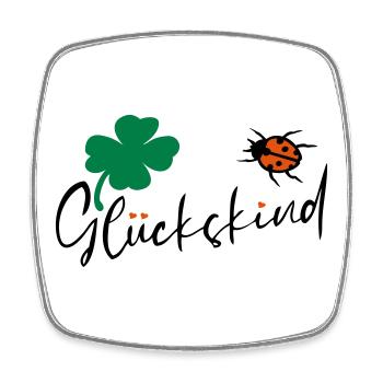 Glückskind Kleeblatt Glück - Viereckiger Kühlschrankmagnet - Weiß - Vorne