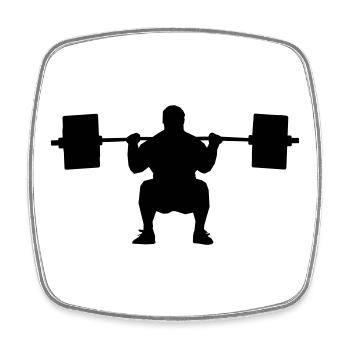 Weightlifter shadow figure - Square fridge magnet - white - Front